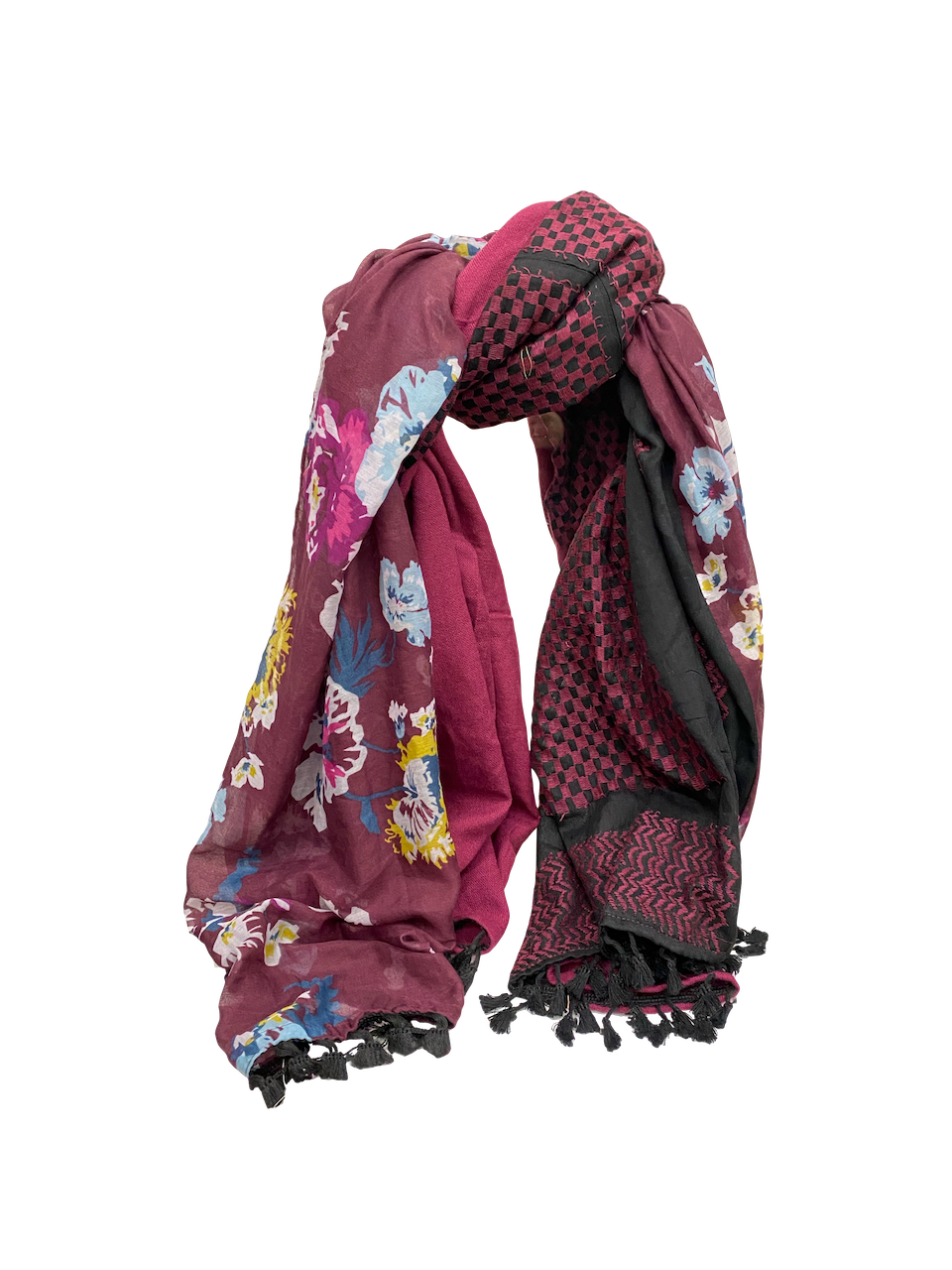 Hatta and Two Fabric Scarf in Mauve and Black