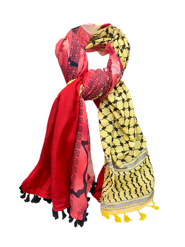 Hatta and Two Fabric Scarf in Yellow and Red