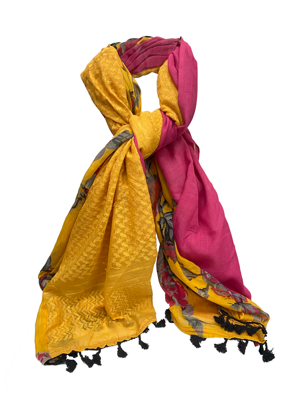Hatta and Two Fabric Scarf in Yellow and Pink