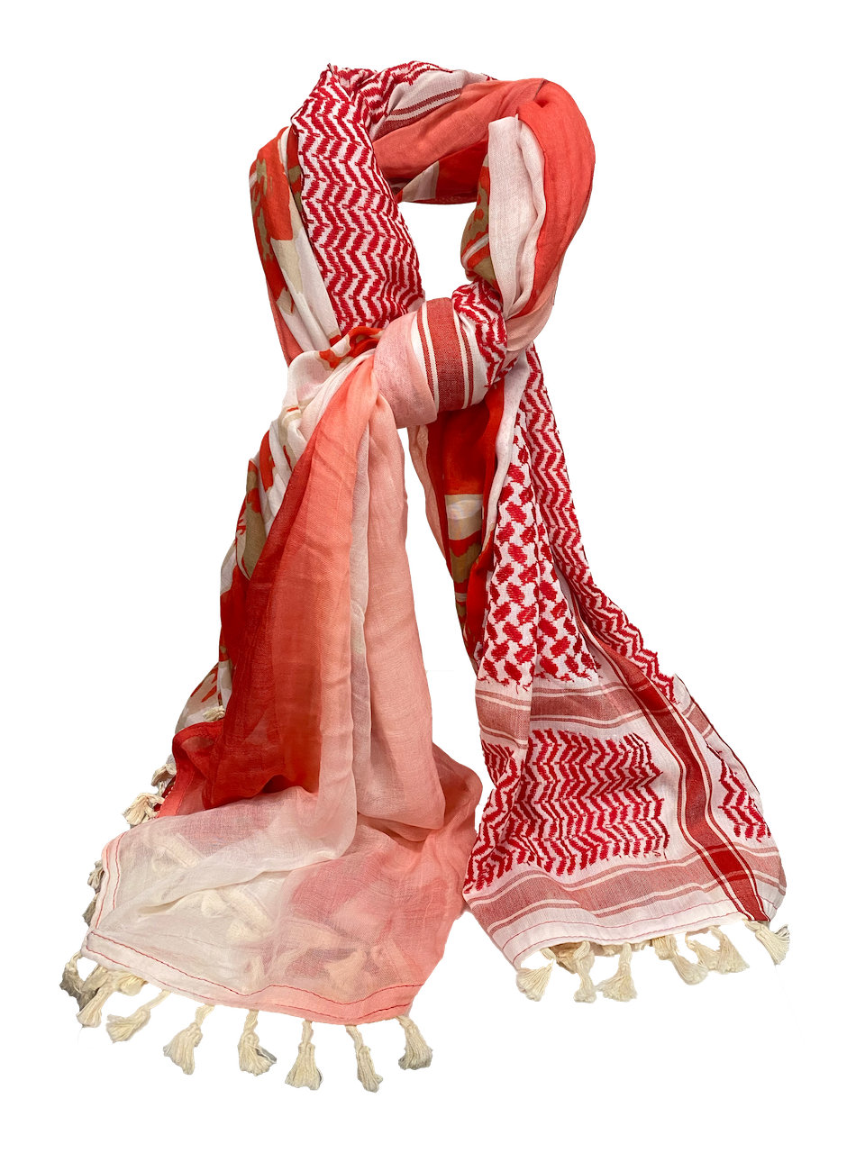 Hatta and Two Fabric Scarf in Red and White