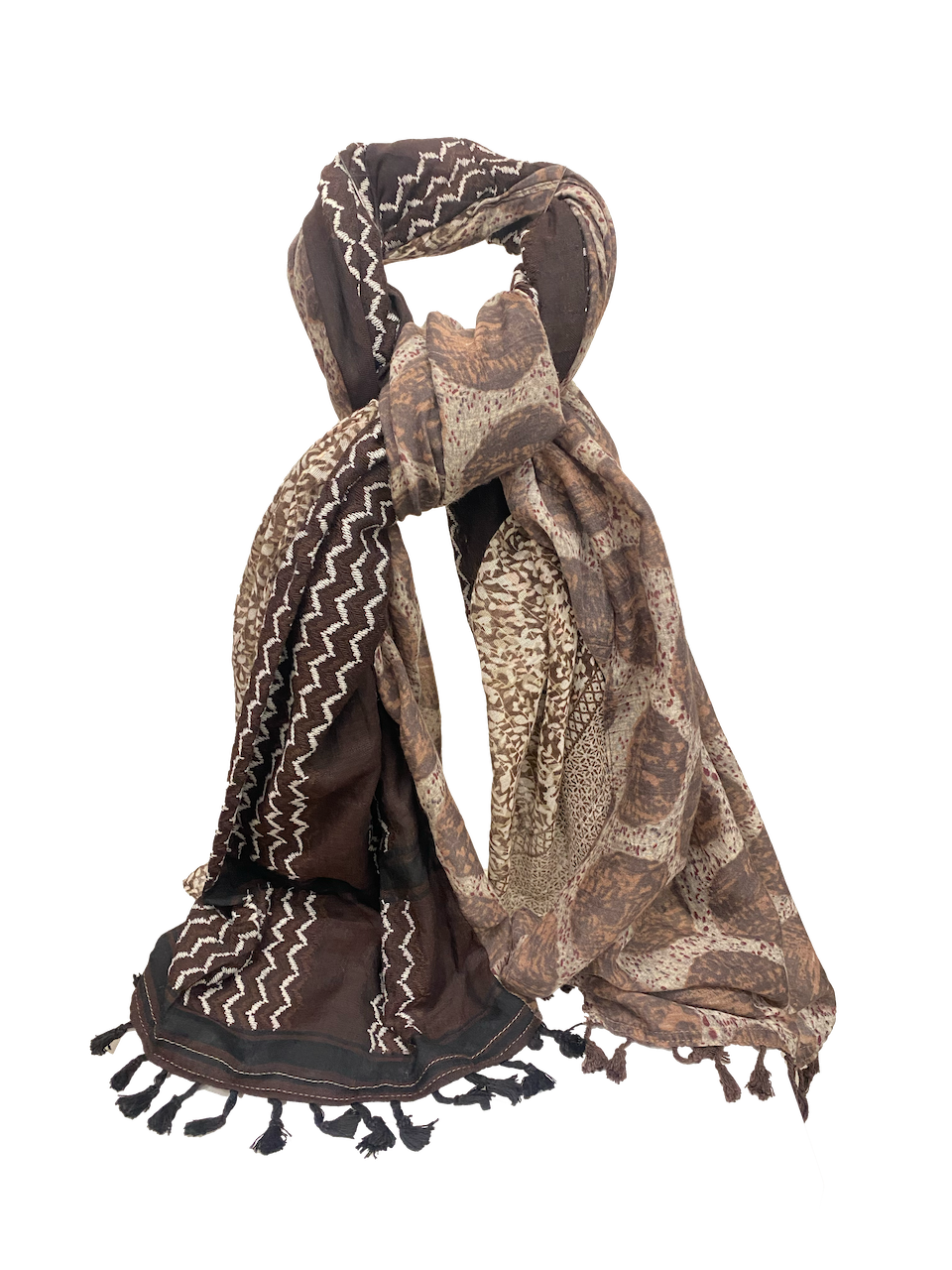 Hatta and Two Fabric Scarf in Brown