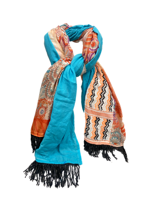 Hatta and Two Fabric Scarf in Blue and Orange