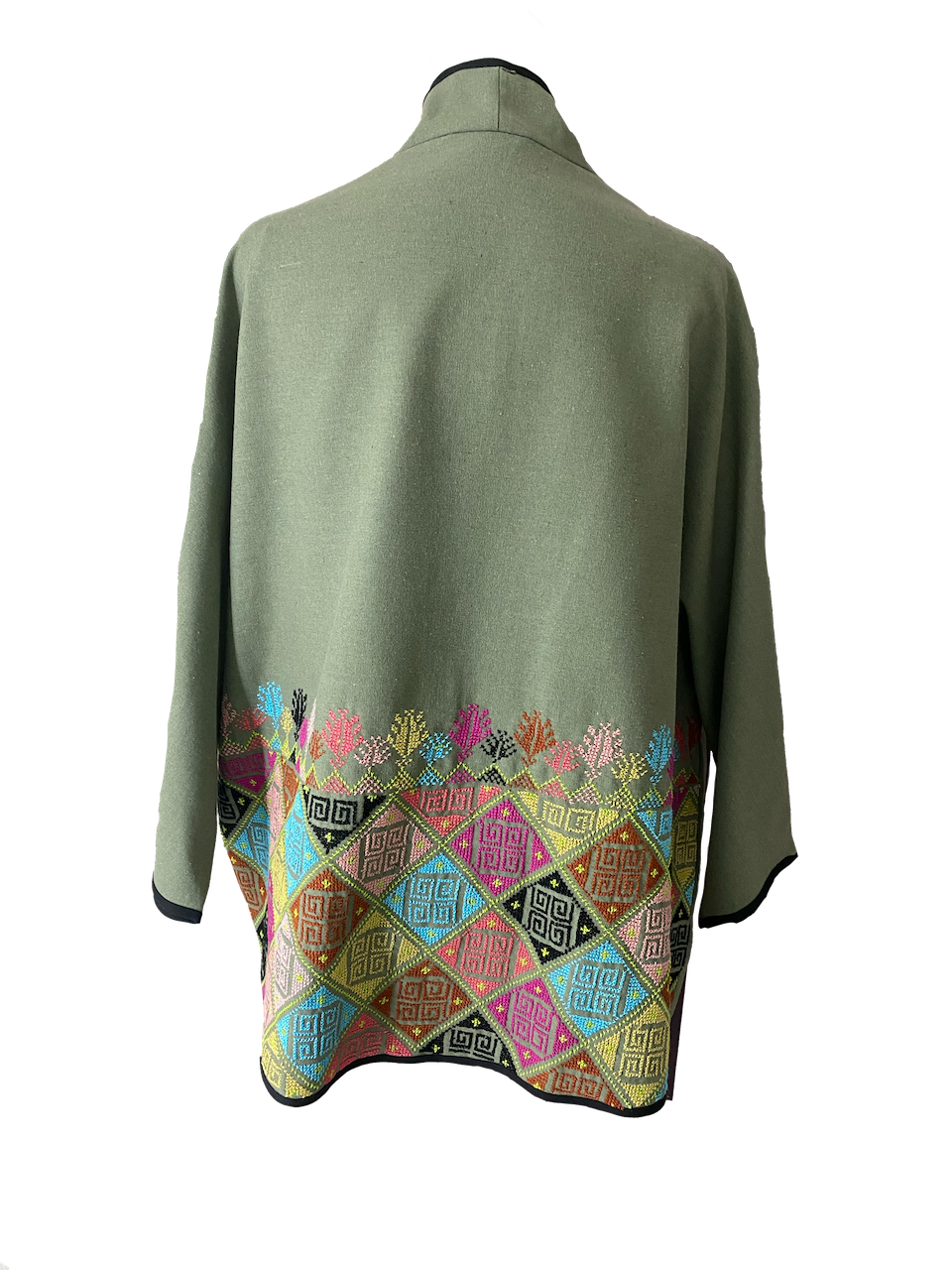 The Embroidered Round Jacket in Green