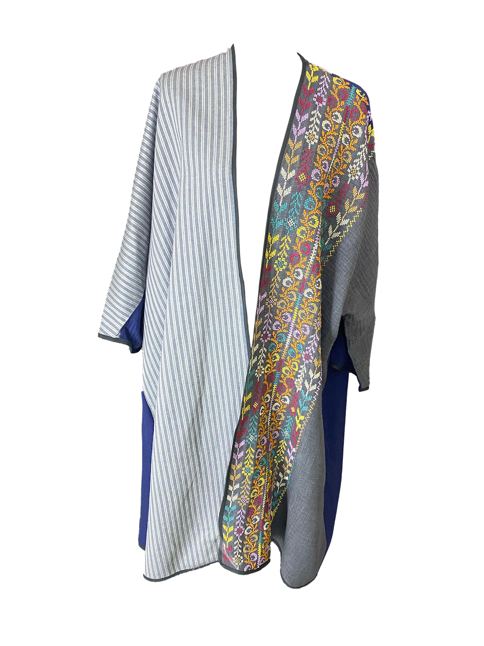 The Abaya With Heavy Hand Embroidery in Grey With Saya