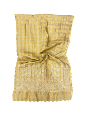 The Embroidered Silk Scarf in Olive Green