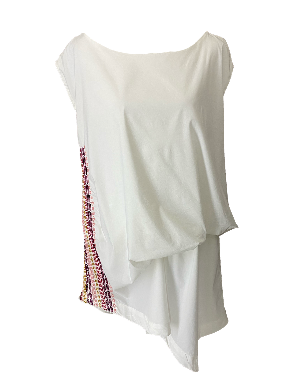 White Sleeveless Shirt With Embroidery