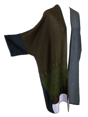 Abaya with Hand Embroidery in Grey, Lavender and Brown