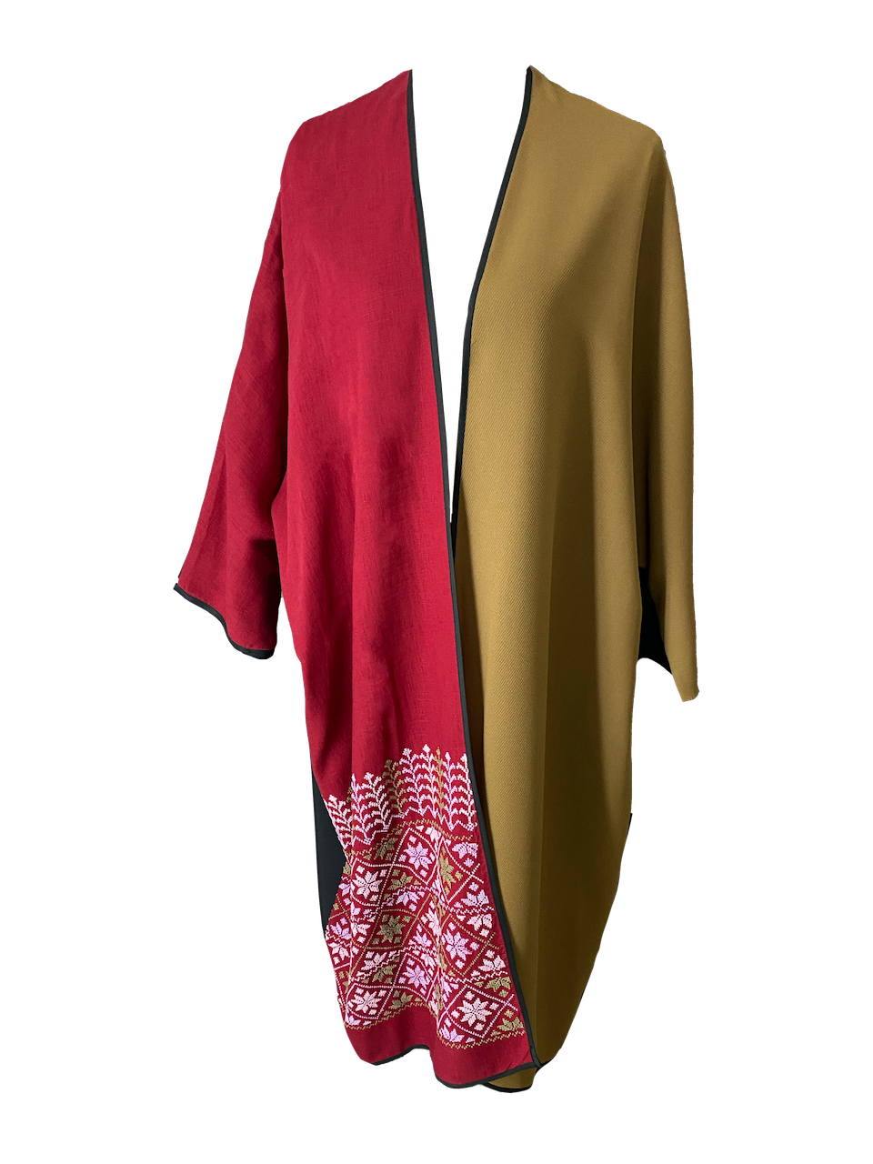 Abaya with Hand Embroidery in Red