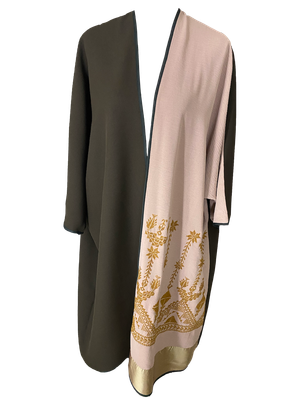 Abaya with Hand Embroidery in Dusty Pink