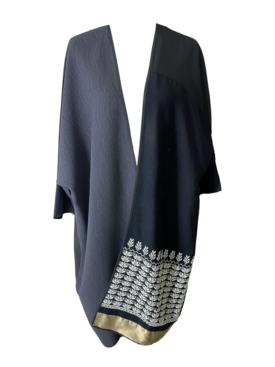 Abaya with Hand Embroidery in Grey and Black