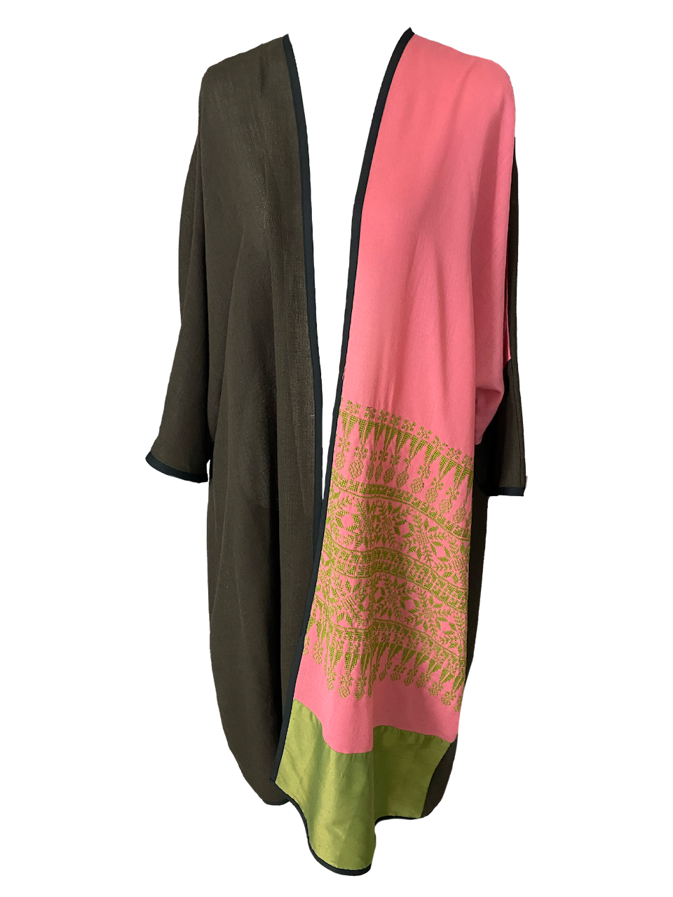 Abaya with Hand Embroidery in Bright Pink