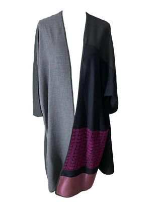 Abaya with Hand Embroidery in Black, Grey and Purple