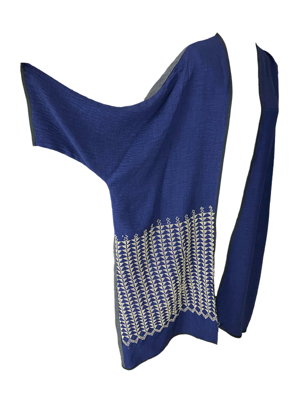 Abaya with Hand Embroidery in Navy Blue