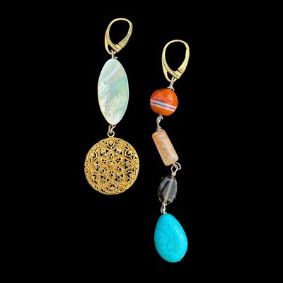 Gold Plated Asymmetric Andalucian Earrings with French Hook
