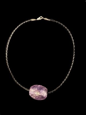 Leather Necklace With Large Amethyst
