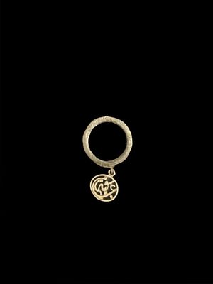 Rustic Finish Silver Ring with Gold Plated Salam Word