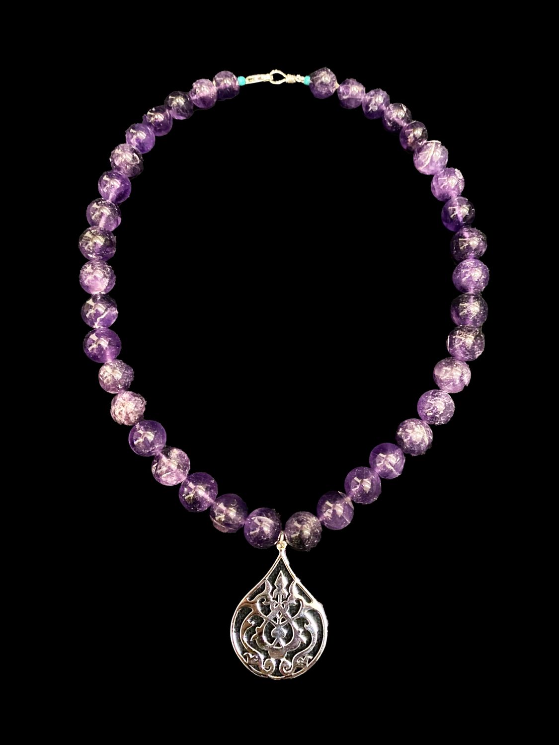 Gemstone Necklace With Arabesque Pendant