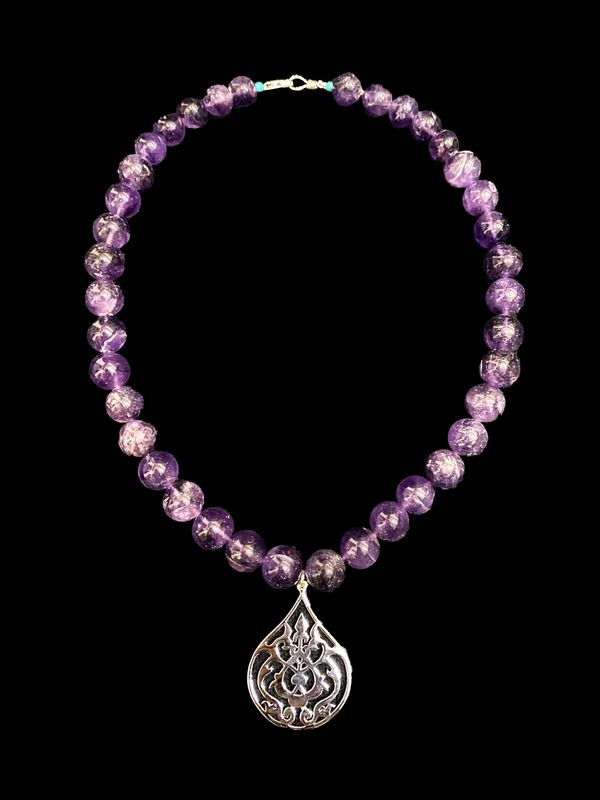 Gemstone Necklace With Arabesque Pendant