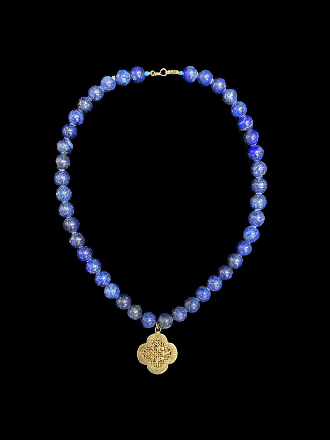Stone Necklace with Gold Plated Clover