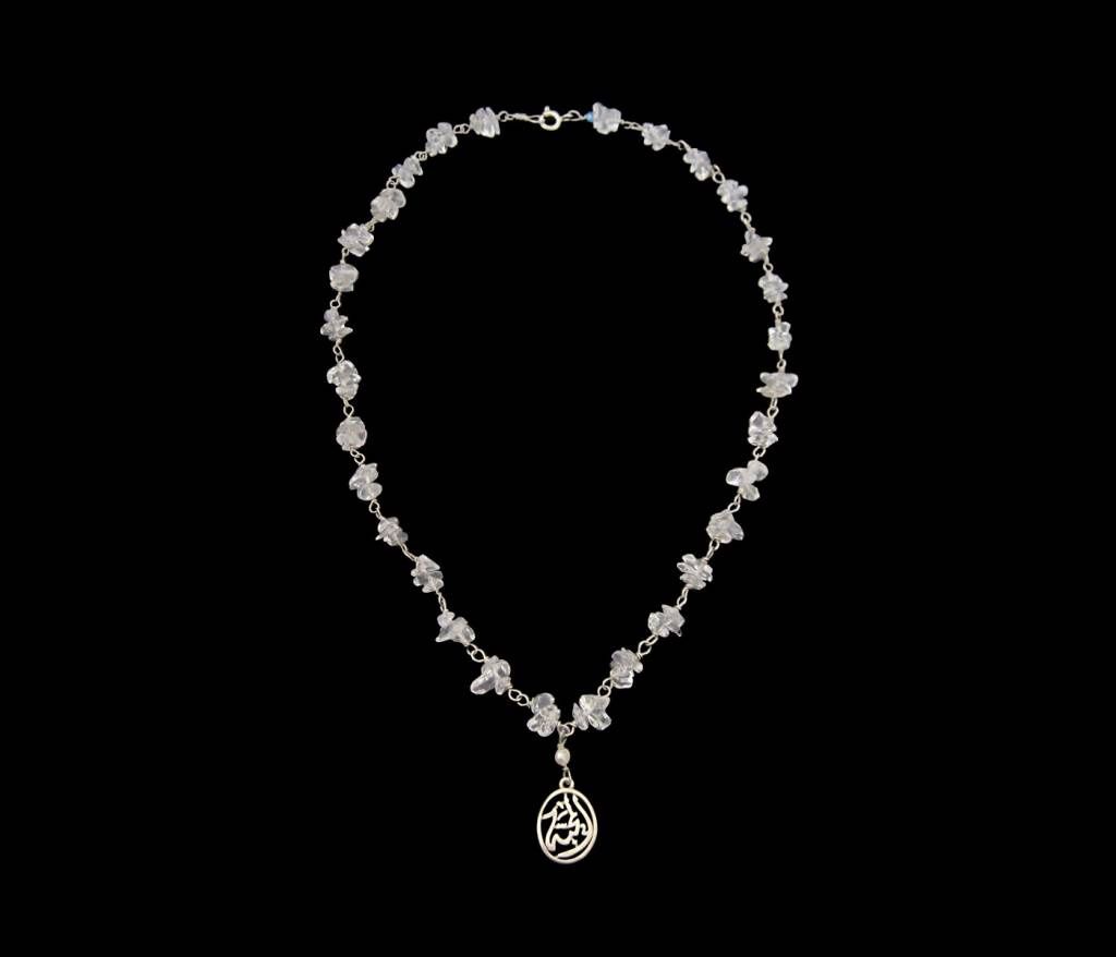 Gemstone Necklace with Small Light Salam Word