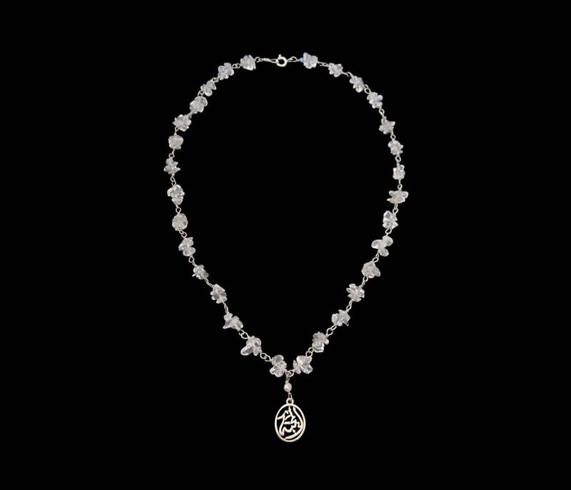 Gemstone Necklace with Small Light Salam Word