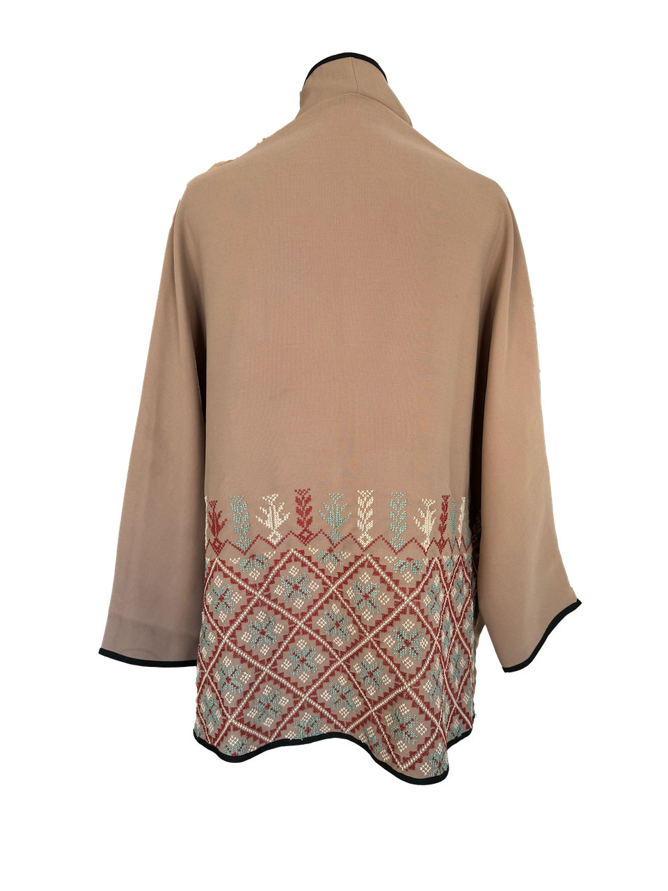 The Embroidered Round Jacket in Beige