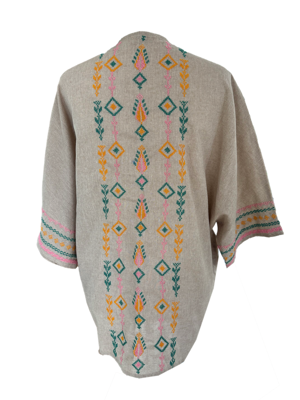 White linen puff embroidery jacket