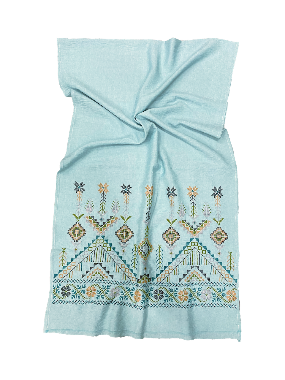The Embroidered Scarf in Blue