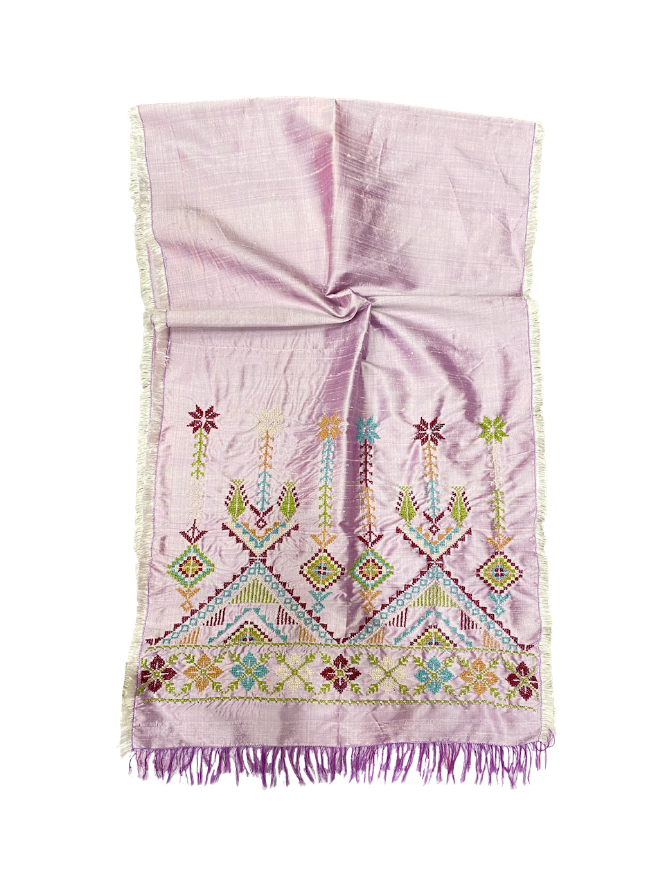 The Embroidered Silk Scarf in Lavender Thai Silk