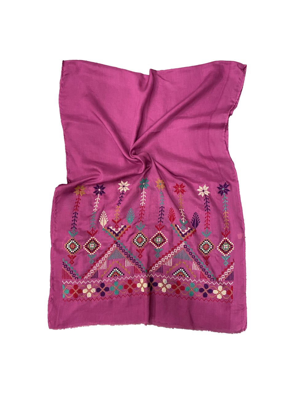The Embroidered Scarf in Magenta