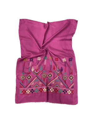 The Embroidered Scarf in Magenta