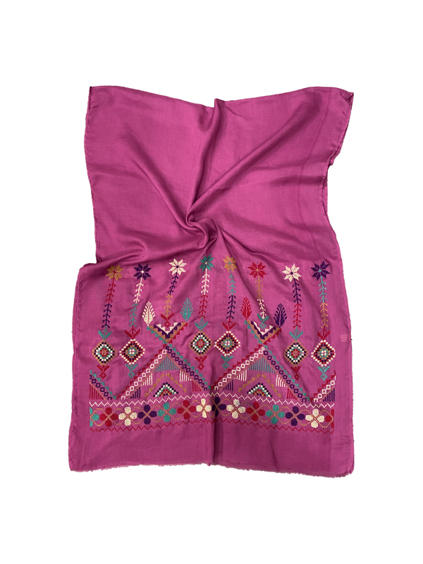 The Embroidered Scarf in Magenta