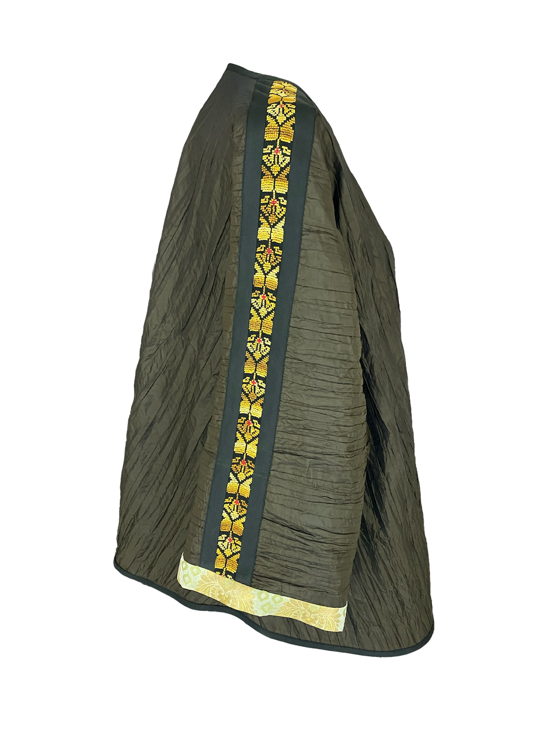 Short Jacket With Antique Embroidery in Brown