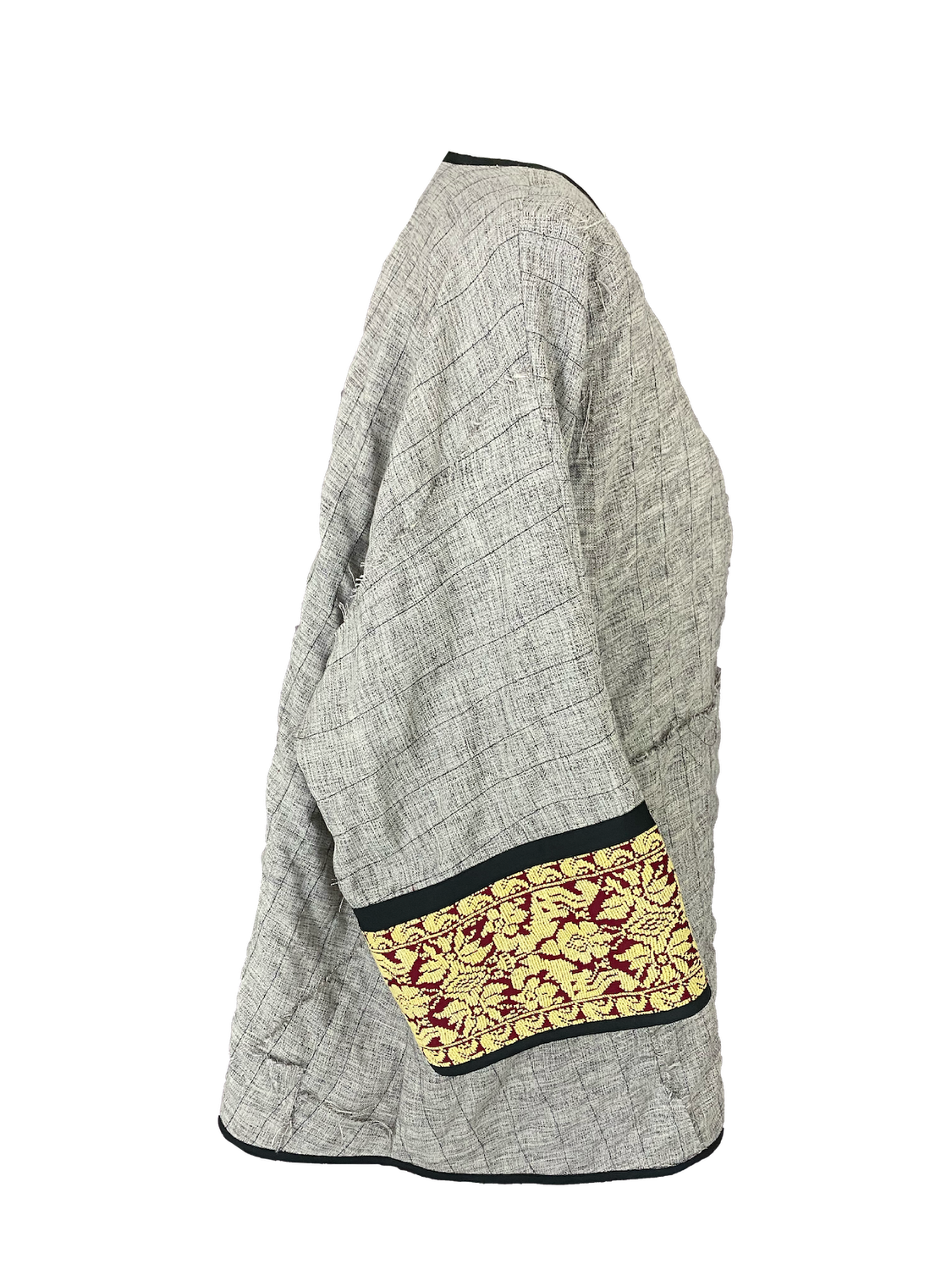 Short Jacket With Antique Embroidery in Grey