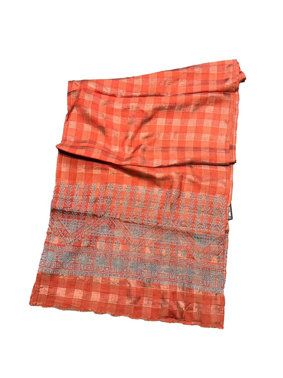 The Embroidered Silk Scarf in Orange