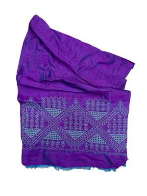 The Embroidered Scarf in Purple Thai Silk