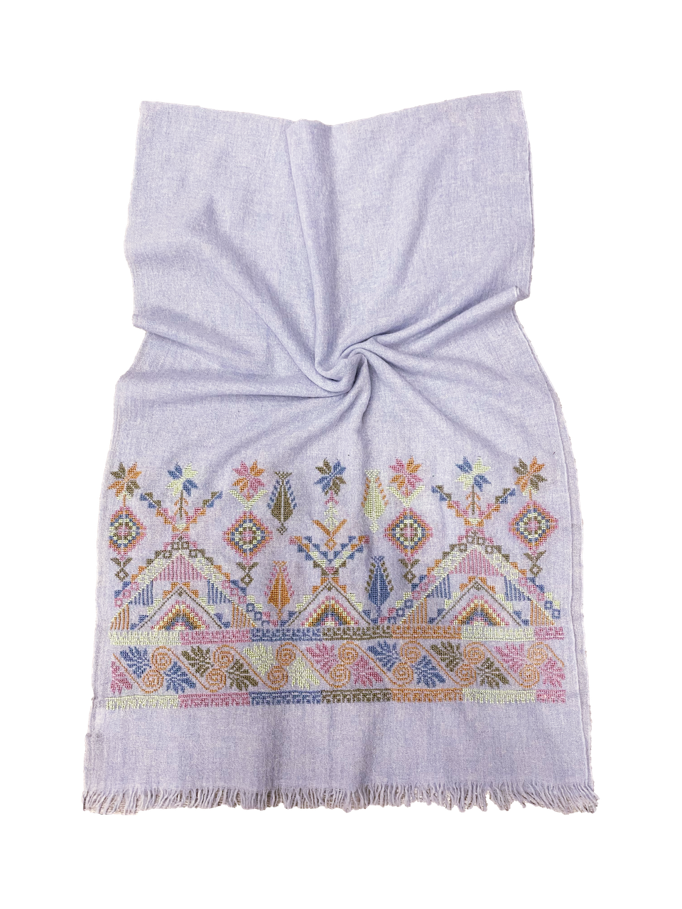 The Embroidered Scarf in Lavender Cashmere