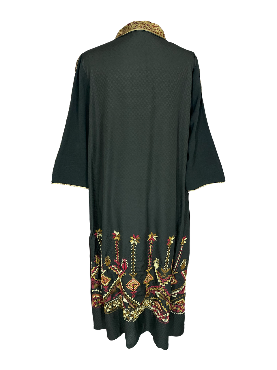 Black Dress With Olive Green Hand Embroidery on the Back