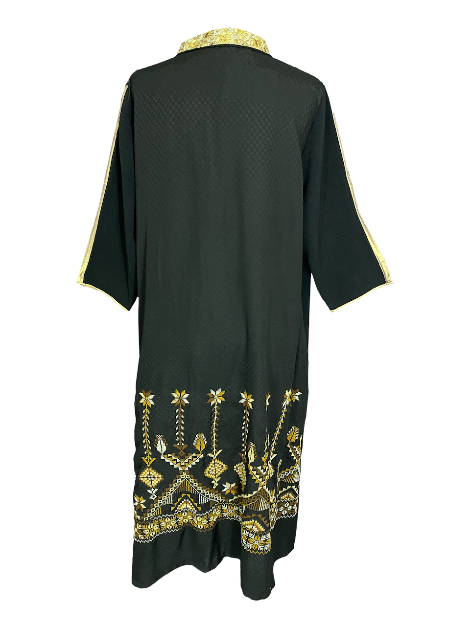 Black Dress With Yellow Hand Embroidery on the Back