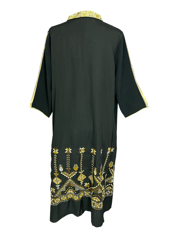 Black Dress With Yellow Hand Embroidery on the Back
