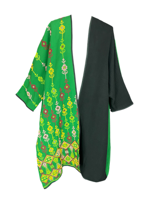 The Abaya With Heavy Hand Embroidery in Black and Bright Green