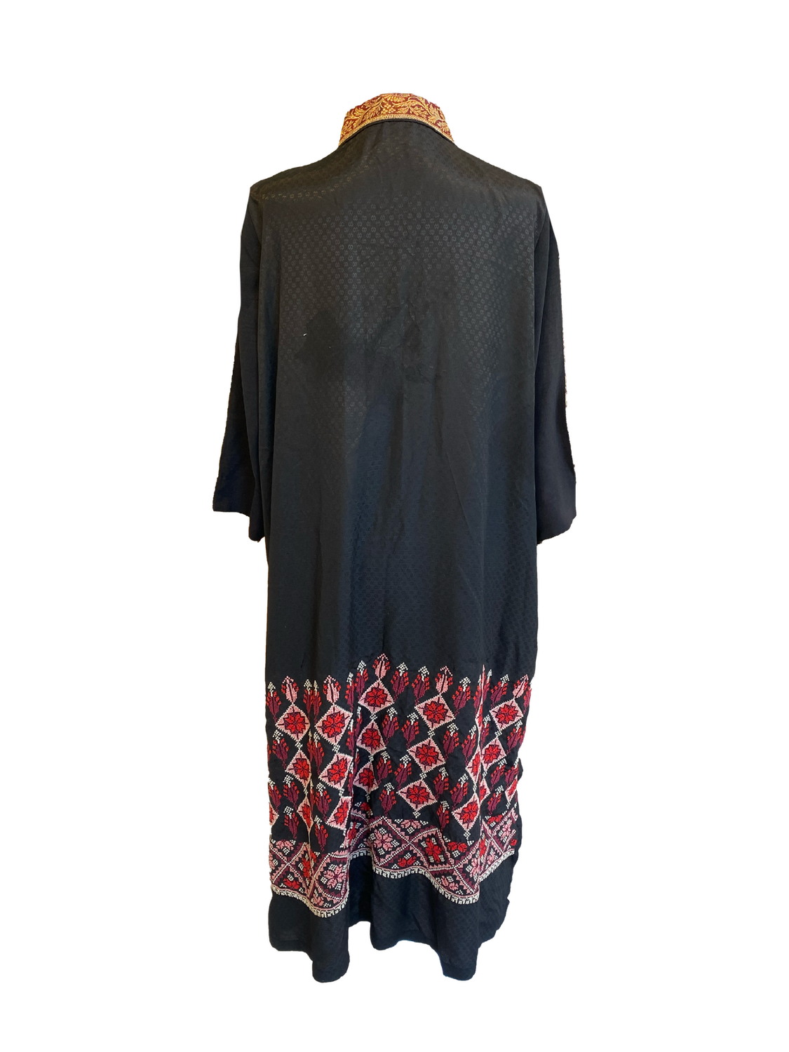Black Dress With Pink Hand Embroidery on the Back