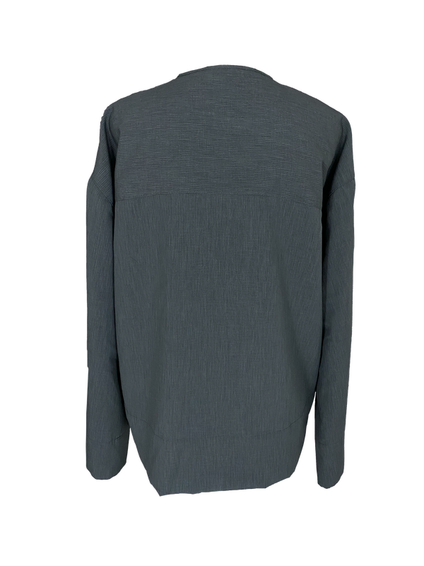 Grey Hand Embroidered Shirt With Wide Sleeves With Beige and Orange Embroidery