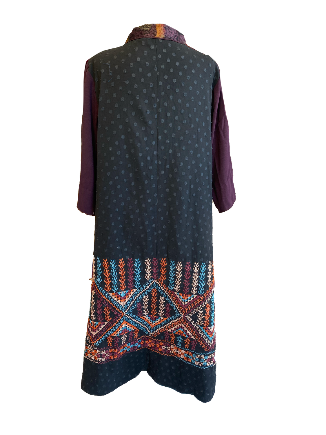 Purple Dress With Blue Hand Embroidery on the Back