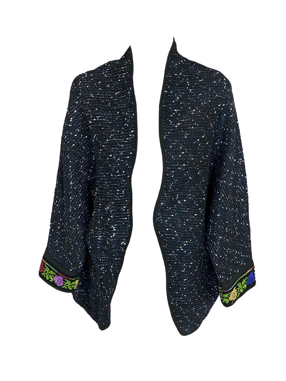 The Round Jacket in Black with White Marl
