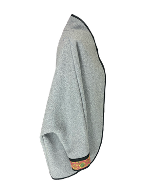 The Round Jacket in Grey with Machine Embroidery