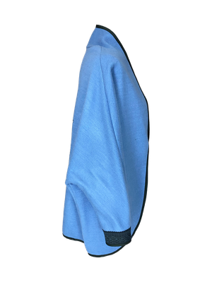 The Round Jacket With Machine Embroidered Cuffs in Blue