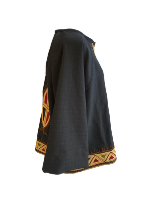 Kimono Cut Jacket With Syrian Style Red and Yellow Embroidery