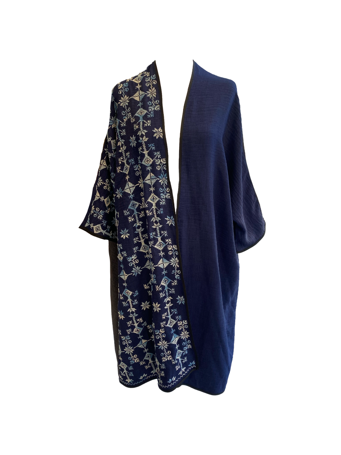 The Abaya With Heavy Hand embroidery in Navy Blue
