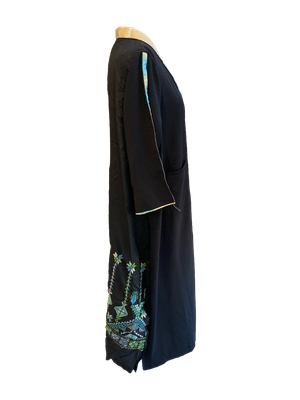Black Dress With Blue Hand Embroidery on the Back